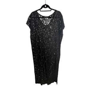 PIA ROSSINI Black Lace Swim DressCoverup - One Size